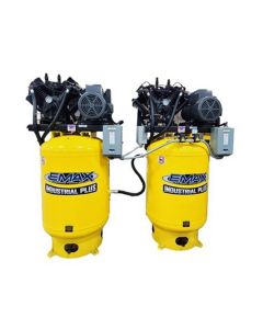 EMXESP10A120V1 image(0) - EMAX Two EMAX  10HP 1ph 120 Gallon Vertical Solo Mounted Alternating Silent Air compressors-w/Pressure Lubricated pumps