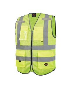 Pioneer - Mesh 9-Pocket Safety Vest - Hi-Vis Yellow/Green - Size Small