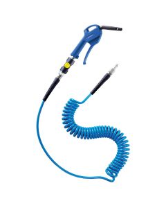 Prevost 1/4" ID x 26' Coil hose with 1/4" prevoS1 ARO 210 safety coupling, 27202 OSHA blow gun and 1/4" plug