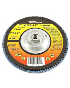 Forney Industries Flap Disc, Type 27, 7 in x 5/8 in-11, ZA60