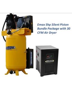 EMXESP05V080I1PK image(1) - EMAX EMAX Silent Industrial Plus 5 HP 1- Phase 2-Stage 80 Gal. Vertical Compressor with 30 CFM Dryer Bundle-With Pressure Lube Pump