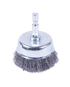 Cup Brush Crimped, 2 in x .008 in x 1/4 in Hex Shank