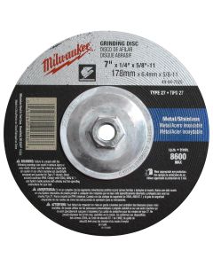 MLW49-94-7025 image(0) - Milwaukee Tool 7" x 1/4" x 5/8-11" Grinding Wheel (Type 27)