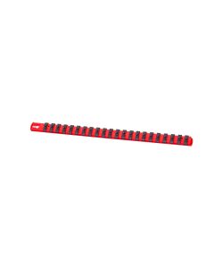 ERN8400M image(0) - Ernst Mfg. 18&rdquo; Magnetic Socket Organizer with 22 Twist Lock Clips - Red - 1/4&rdquo;