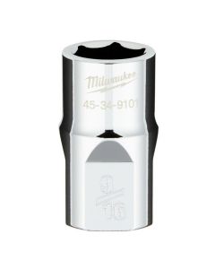 MLW45-34-9101 image(0) - Milwaukee Tool 1/2" Drive 9/16" SAE  6-Point Socket with FOUR FLAT Sides, Vanadium Steel, Chrome