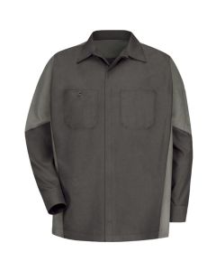 VFISY10CG-RG-5XL image(0) - Workwear Outfitters Men's Long Sleeve Two-Tone Crew Shirt Charcoal/Grey, 5XL