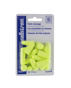 SRWS23414 image(0) - Sellstrom - Earplugs - Disposable - Foam Bullet Shape - Uncorded - NRR 32 - Hi-Viz Green - 10 Qty Pair in Retail Package