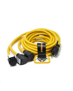 Power Cord L5-30P to 3x5-20R 25ft Extension 10 AWG and Storage Strap