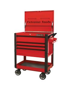EXTEX3304TCRDBK image(0) - 33" 4-Drawer Deluxe Tool Cart w/Bumpers, Red w/Bla
