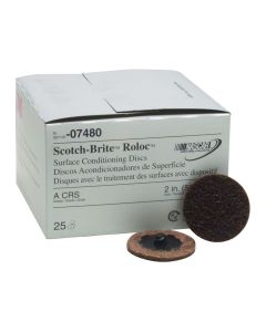 MMM7480 image(1) - 3M 3M Scotch Brite Roloc Surface Conditioning Discs, 2 inches, Coarse and Brown, 25 per Pack