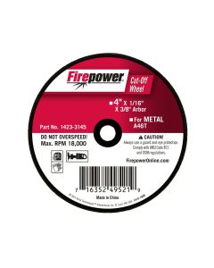FPW1423-3145 image(1) - Firepower CUT-OFF WHEEL, 4"X1/16"X3/8"