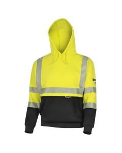 OBRZFC106-S image(0) - OBERON Hoodie - Hi-Vis 100% FR/Arc-Rated Heavyweight 12 oz Cotton Fleece - Pullover - Black Bottom - Hi-Vis Yellow - Size: S