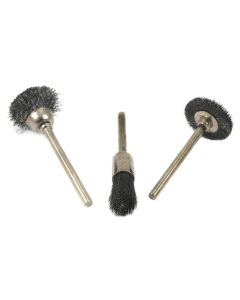 Forney Industries 3-Piece Bristle Wire Brush Set with 1/8 in Shank