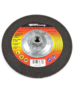 FOR71879 image(0) - Forney Industries Grinding Wheel, Metal, Type 27, 7 in x 1/4 in x 5/8 in-11