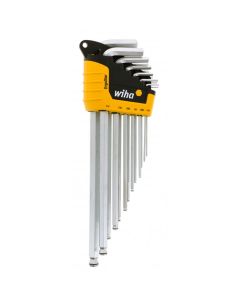 WIH66991 image(0) - Wiha Tools MagicRing&reg; Screw Holding Ball End Hex L-Key, Chrome-V-Moly Super Tool Steel Hard Chrome Finish, Long Arm 13 Piece Inch Set In ErgoStar Auto Holder .050" - 3/8"