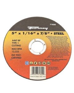 FOR71850-5 image(0) - Forney Industries Cut-Off Wheel, Metal, Type 1, 5 in x 1/16 in x 7/8 in 5 PK