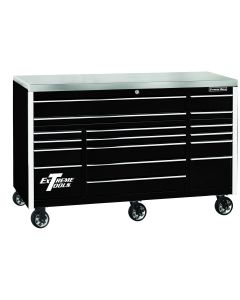 EXTEX7217RCQBKCR image(0) - EXQ Series 72"W x 30"D 17-Drawer Pro Triple Bank Roller Cabinet Black w/ Chrome Quick Release Drawer Pulls