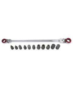 KTI43501 image(0) - K Tool International Ratcheting Wrench Set 12 Piece Extra Long Double Box Flexible & Reversible