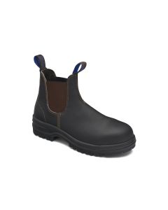 BLU140-060 image(0) - Steel Toe Elastic Side Slip-On Boots, Water Resistant, Stout Brown, AU size 6, US size 7