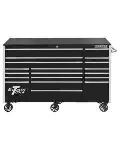 EXTRX722519RCBKCR-X image(0) - Extreme Tools&reg; RX Series 72in W x 25in D 19-Drawer Triple Bank Roller Cabinet  150 lb Slides  Black w Chrome Drawer Pulls