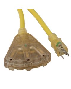 BAYSL-746L image(0) - 25' Triple-Tap 12/3 Pro Ext Cord with Lighted End