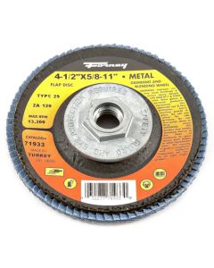 FOR71933-5 image(0) - Forney Industries Flap Disc, Type 29, 4-1/2 in x 5/8 in-11, ZA120 5 PK