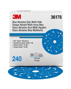 MMM36178 image(0) - 3M 3M Hookit Blue Abrasive Disc Multihole 36178 (4PK)