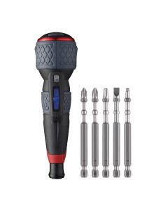 VES220USBP5U image(0) - Vessel Tools BALL GRIP Rechargeable Screwdriver 3 adjustable speed  with 5PC. Bit Set