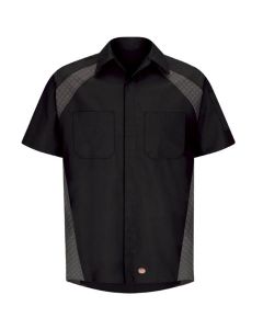 Workwear Outfitters Men's Short Sleeve Diaomond Plate Shirt Black, Small