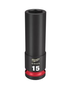 MLW49-66-6276 image(0) - Milwaukee Tool SHOCKWAVE Impact Duty  1/2"Drive 15MM Deep 6 Point Socket