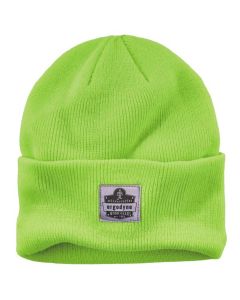 ERG16806 image(0) - Ergodyne 6806 Lime 6806 Cuffed Rib Knit Beanie Hat