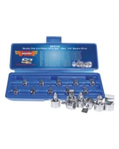 VIMSFP10 image(0) - VIM TOOLS 10 Piece 1/4" Square Drive Stubby Flat and Phillips Drive Set