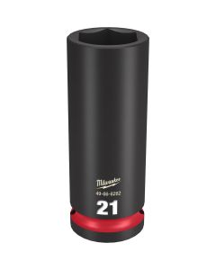 MLW49-66-6282 image(0) - Milwaukee Tool SHOCKWAVE Impact Duty  1/2"Drive 21MM Deep 6 Point Socket