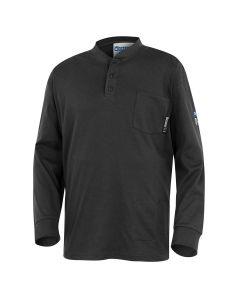 OBRZFI409-L image(0) - OBERON Henley Shirt - 100% FR/Arc-Rated 7 oz Cotton Interlock - Long Sleeves - Navy - Size: L