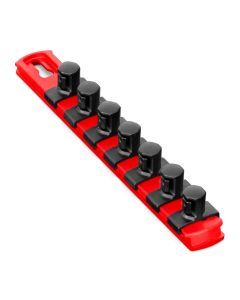 ERN8412M image(0) - Ernst Mfg. 8&rdquo; Magnetic Socket Organizer with 7 Socket Clips - Red - 1/2&rdquo;