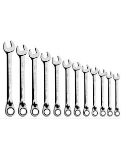 K Tool International 12pc Metric 120 Tooth Reversible Combination Wrench Set 8-19MM