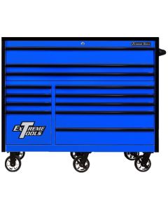 EXTRX552512RCBLBK-X image(0) - Extreme Tools RX Series Professional 55"W x 25"D 12 Drawer Roller Cabinet 150 lbs slides Blue, Black Drawer Pulls