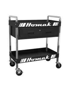 Metal Service Cart-Black 30 in. 1-Drawer