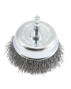 FOR72731 image(0) - Forney Industries Cup Brush, Crimped, 3 in x .012 x 1/4 in Hex Shank