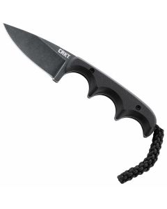 CRK2384K image(0) - CRKT (Columbia River Knife) Minimalist Black Drop Point Compact Fixed Blade Knife: Folts Utility Knife with Stonewashed Blade, G10 Handle and Nylon Sheath