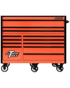 EXTRX552512RCORBK-X image(0) - Extreme Tools RX Series Professional 55"W x 25"D 12 Drawer Roller Cabinet 150 lbs slides Orange, Black Drawer Pulls
