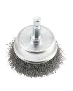 FOR72730 image(0) - Forney Industries Cup Brush, Crimped, 2 in x .008 in x 1/4 in Hex Shank