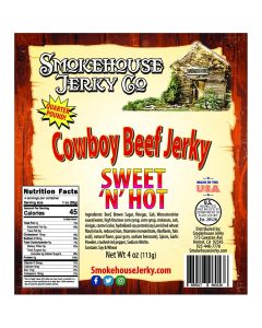 Smokehouse Jerky 4oz Cowboy Cut Sweet Hot Beef Jerky