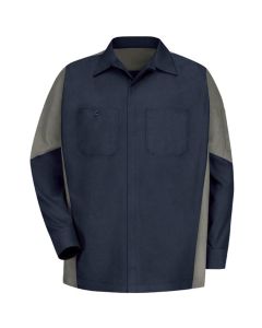 VFISY10CR-RG-S image(0) - Men's Long Sleeve Two-Tone Crew Shirt Charcoal/Royal Blue, Small