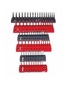 Hansen Global 6 Piece 3 Row Socket Tray Set - Red/Grey