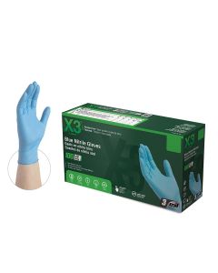 Ammex Corporation L Xtreme X3 Powder Free Textured Blue Nitrile