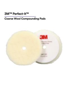 MMM34120 image(0) - 3M 3M&trade; Perfect-It&trade; Random Orbital Coarse Wool Compounding Pad 34120, 5 Inch (130 mm), White, 2 Pads/Bag