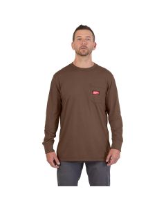 MLW606BR-L image(0) - Milwaukee Tool GRIDIRON Pocket T-Shirt - Long Sleeve Brown L