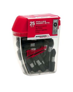 MLW48-32-4604 image(0) - Milwaukee Tool #2 Phillips SHOCKWAVE 1" Insert Bit Contractor Pack