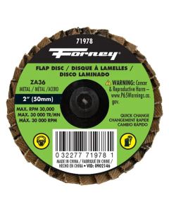 FOR71978-5 image(0) - Forney Industries Quick Change Flap Disc, 36 Grit, 2 in 5 PK